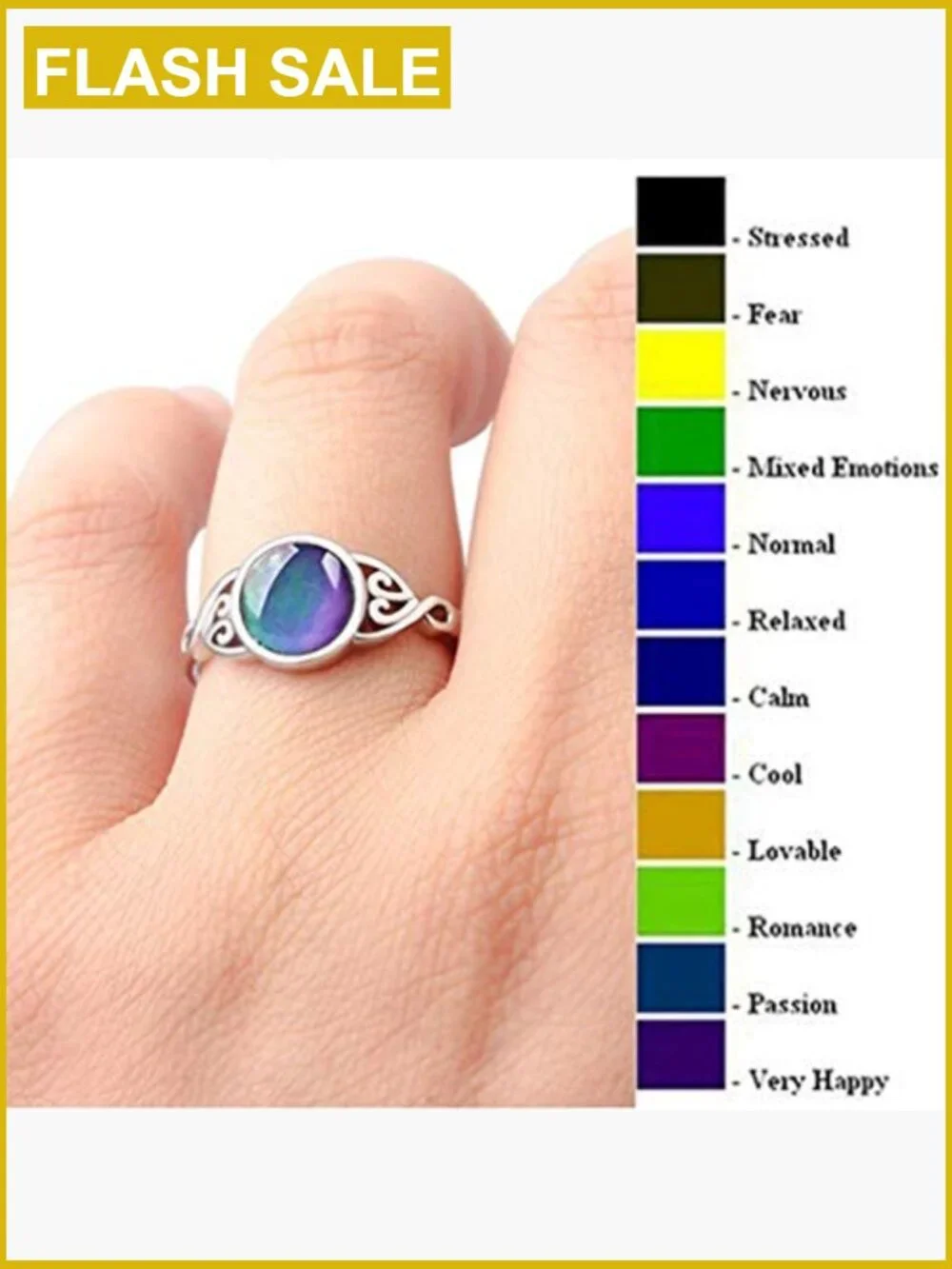Vintage Sterling Silver Ring - Color Changing Mood Stone